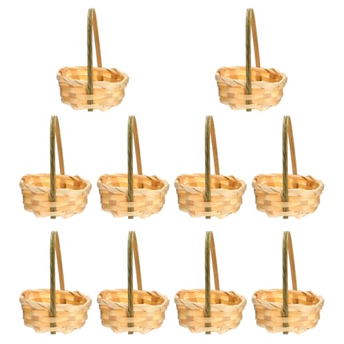 ULDIGI 10Pcs Hand Woven Bamboo Storage Baskets Multi-functional Holders for Packing Fruit and Home Decor Organization