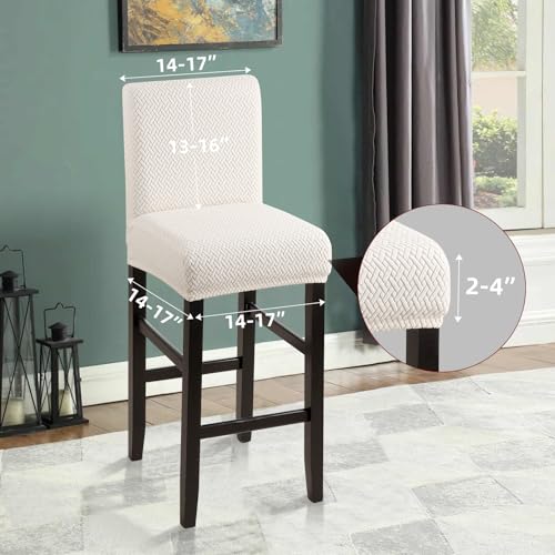 Image of YISUN Waterproof Bar Stool Covers, Stretch Pub Stool Chair Cover Removable Washable Counter Stool Covers Bar Stool Slipcovers for Kitchen, Pub, Dining Room (2 Pack, T-Beige)
