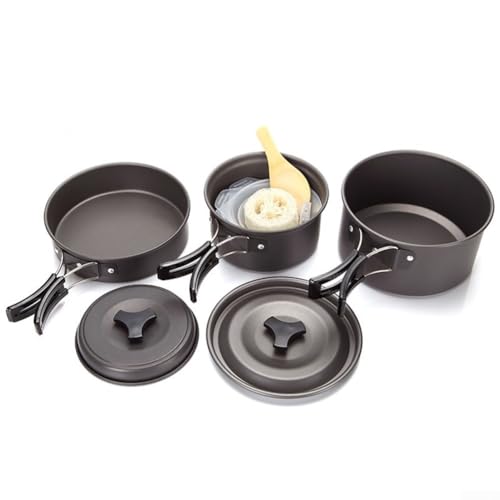 Portable Camping Cookware Set, Lightweight Aluminum Non Cooking Gear for Outdoor Adventures