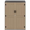 DWVO 59 Cu. Ft. Vertical Storage Shed, Weatherproof Outdoor Tall Cabinet with Double-Wall Panels and Floor, Lockable Resin Shed for Garden, Garage, Patio,Brown (Shelves Not Included)
