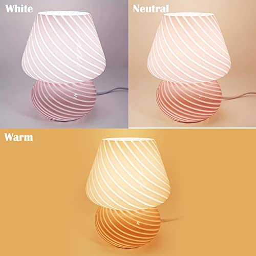 MLOQI Mushroom Table Lamp Aesthetic Glass Room Decor, Cute Night Light (Pink) - Image 3