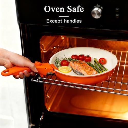 Image of GIPP 11pcs Pots and Pans Set Non Stick, Nonstick Cookware Set Detachable Handle, Ceramic Pots for Cooking Non Stick with Removable Handle, RV Cookware Set for All Stoves, Orange Gradient