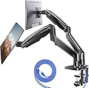 HUANUO Dual Monitor Stand for 13 to 40 inch, Premium Dual Monitor Mount with USB, Height Adjustable Monitor Stand for 2 Monitors, VESA Mount with Clamp/Grommet Base, Each Arm Hold up to 26.4lbs, Black