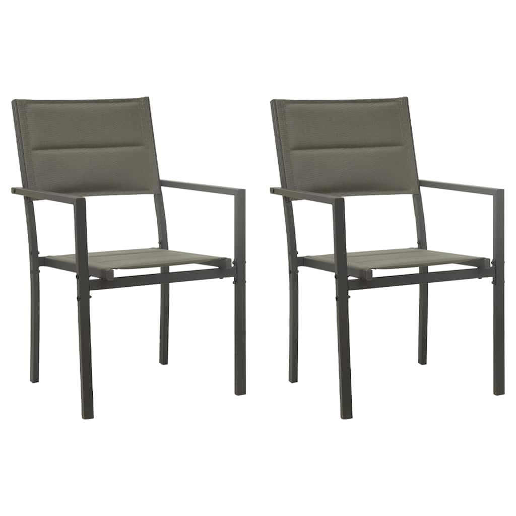 Set di 2 sedie da giardino impilabili in textilene, acciaio grigio