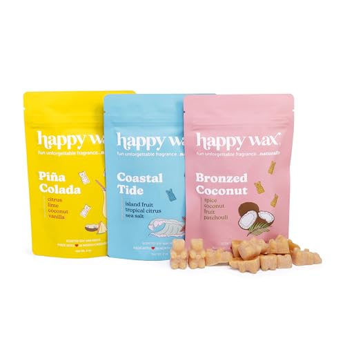 Happy Wax Endless Summer Collection: Natural Non-Toxic Scented Soy Wax Melts Total 6oz Variety Pack: Bronzed Coconut Coastal Tide Pina Colada