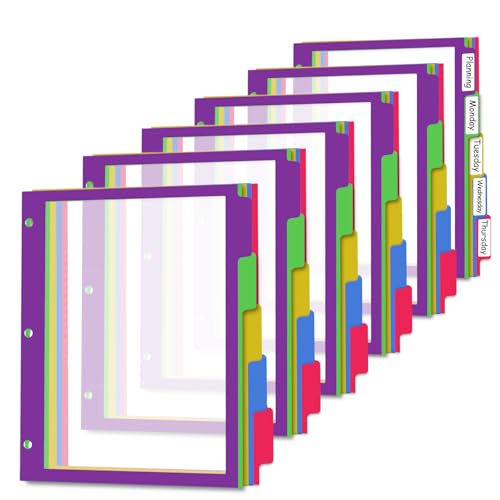 Image of 5 Tab Binder Dividers, 30 PCS /6 Set Letter Size Page Dividers for 3 Ring Binder,Index tabs 8.5 * 11 inch (30)