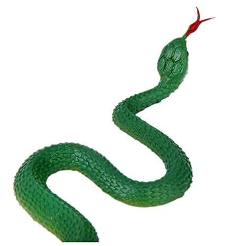 asdfs 2X Simulation Soft Plastic Toy Snake Simulation Snake Rubber Tip Toy - Green