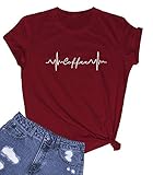 YITAN Women Graphic Cute Tshirts Funny Clothes Wine Red XX-Large