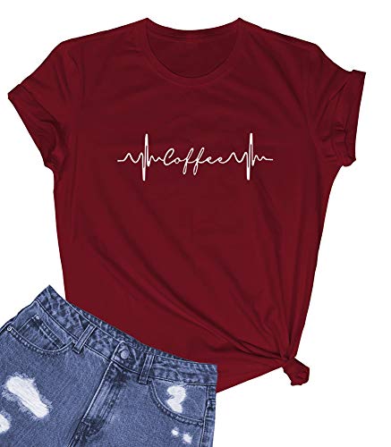 YITAN Women Graphic Cute Tshirts Funny Clothes Wine Red XX-Large