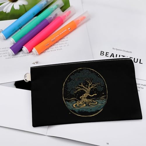 Life And Tree With Snakes Fashion Coin Purse Change Makeup Bag Canvas Pencil Pouch Travel4