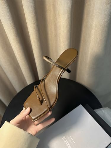 Women's Square Open Toe Slip-On Slide Toe Strap Pumps High Stiletto Comma Heeled Sandals Strappy Classic Work Office Church Shoes Sexy Dating Dress Business Party Summer Heels3