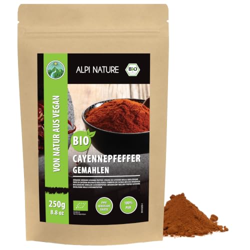 Alpi Nature Organic Cayenne Pepper Powder 250g 8.8 oz Ground Cayenne Chilli Pepper Hot Chilli Powder