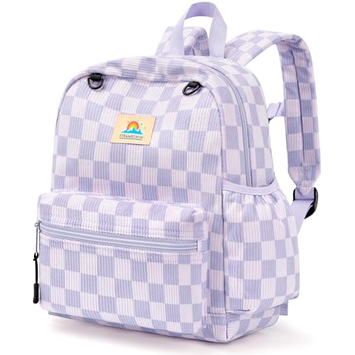 Image of STEAMEDBUN Corduroy Toddler Backpack for Girls 2-4: Kids backpack for Boys Girls - 12 inch Preschool Kindergarten Backpacks - Checkerboard