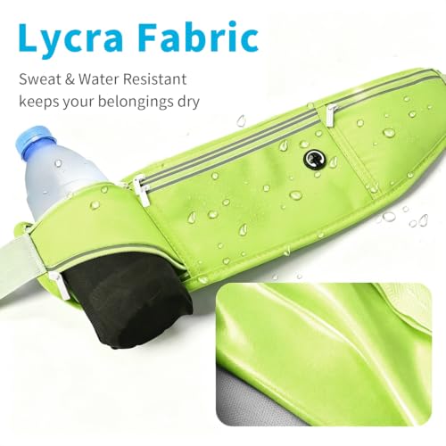 Image of Slim Running Belt for Women Men,Runners Fanny Pack Phone Holder,Money Belt,Running Gear Accessories,with 3 Pockets (Grass green)
