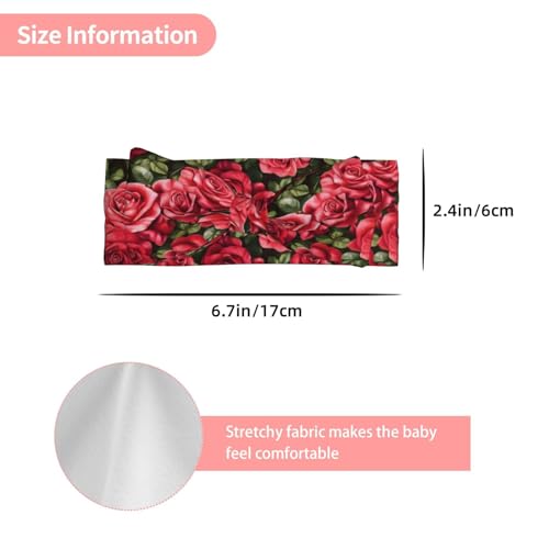 Red Rose Flower Retro Baby Girl Bows And Headbands 6-12 Months For Baby Girls Newborn Infant Toddlers3