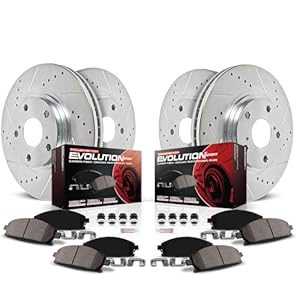 2016-2021 Honda Civic Power Stop Front and Rear Brake Kit – Carbon Fiber Brake Pads with Drilled and Slotted Brake Rotors