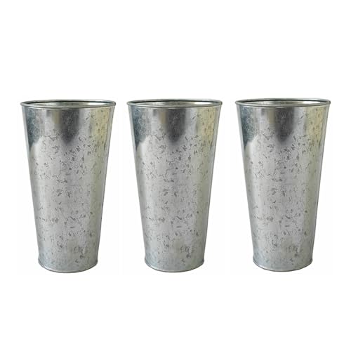 Hosley Enhance Your Decor with Set of 3 Galvanized Vases/French Buckets - 5
