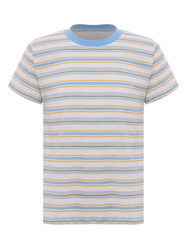 easyforever Kids Girls Boys Striped T-Shirt Crew Neck Short Sleeve Cotton Casual Loose Tops Summer Tee Soft Shirts3