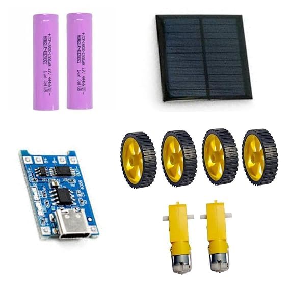 SP Electron Combo of 5v 100ma 0.5w 70 x 70mm Mini epoxy Solar Panel for Making Project and Power Bank + 2 * 1200mah Cell + TP4056 Lithium Battery Charging Module + 2Pcs Gear Motor + 4 Toys Tyres (B0CNRD8DF5) Amazon Price History, Amazon Price Tracker