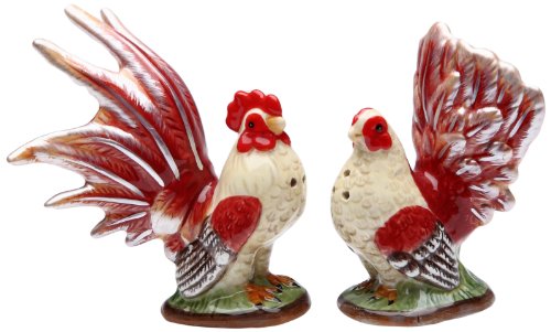 Appletree Design A Day in the Country Rooster Salt and Pepper Set, 4-3/8-Inch - //coolthings.us