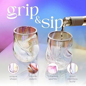 Dragon Glassware Stemless Wine Glasses - 16 oz Stemless Wine Glass Set with Finger Indentations - Set of 2 Iridescent Glassware - Aerates Naturally Dragon Glassware Stemless Wine Glasses 16 oz Stemless Wine Glass Set with Finger Indentations Set of 2 Iridescent Glassware Aerates Naturally