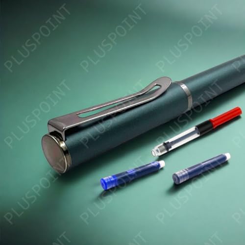 Image of PLUSPOINT Stainless Steel Fountain Pen Stunning Luxury Pen with Metallic Green Finish, Iridium Nib, Pen Gift for Men & Women, Professional, Executive Office, Nice Designer Pens for kids