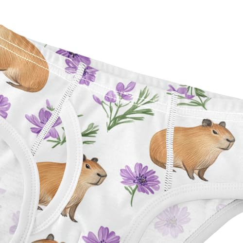 Wusikd Capybaras Boys' Underwear Cotton Purple Flowers Boys Briefs Soft Toddler Underwear 2T4