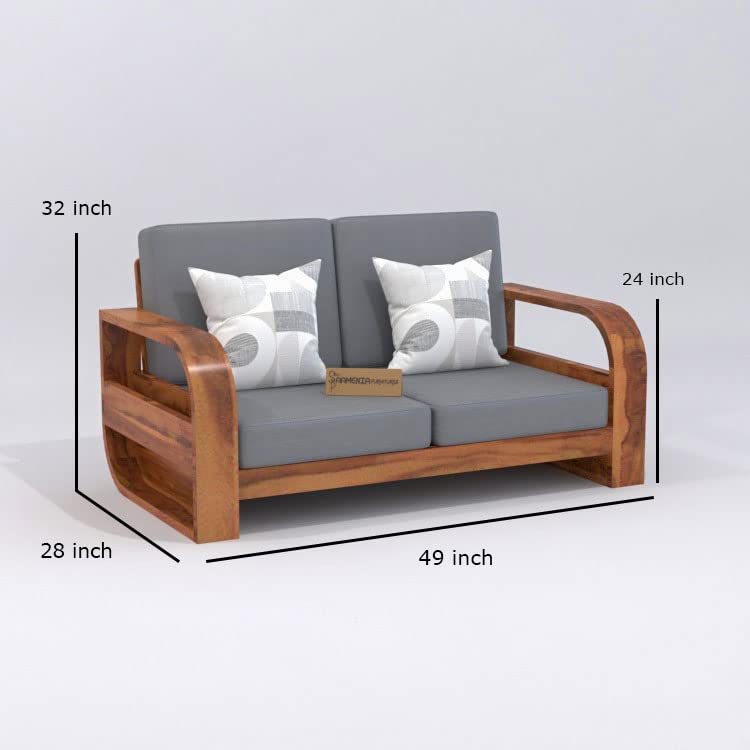 Image of Wooden 7 Seater Sofa Set for Living Room | Seven Seater Sofa for Office & Lounge | 3+2+2 Seater Sofa Sets for Home | Sheesham Wood (3+2+2 Seater,Honey Finish)