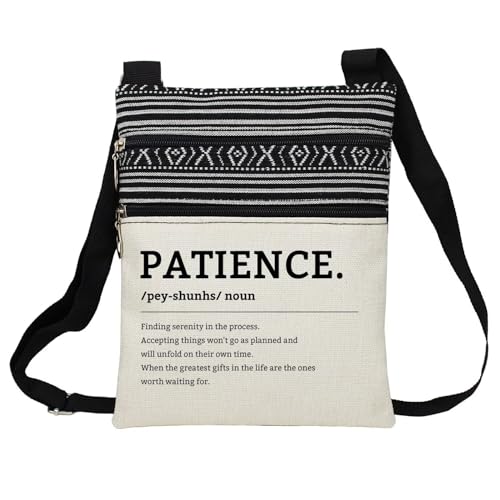 Patience Messenger Bag Small Ethnic Pattern Printed Adjustable Strap Crossbody Zipper Bag Funny Definition Phone Bag Wallet Cute Shoulder Handbag for Women
