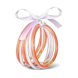 Crystal Jelly Bangles Bracelets Game Day Bracelets for Women Bamboo Filled Jelly Rhinestone Silicone Bracelet Stacking Football Bracelets Game Day Jewelry Accessories Sports Fan Gifts (Glitter Orange White)