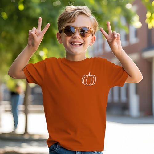 Kid Boys Girls Halloween Shirts Cute Embroidery Pumpkin T-Shirts Spooky Season Tees Outfits Short Sleeve Fall Tops3