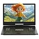 POFOTO 15,7 Tragbarer DVD-Player mit 14,1 HD-Schwenkdisplay, 6h Akkulaufzeit, Zonenfrei, Unterstützt Mehrere Formate/SD/USB, TV/Beamer-Anschluss, Stereo-Lautsprecher, Antischock & Speicherfunktion