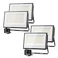 Olafus 2 Pack 100W & 200W LED Flood Light Outdoor, LED Work Light with Plug, IP66 Waterproof Exterior Security Lights, 6500K Daylight White Outside Floodlights for Yard Stadium