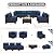 Rattaner Outdoor Sectional Sofa Set 7 Pieces Wicker Patio Furniture Couch Glass Table with Non-Slip Cushions Furniture Cover, Navy Blue