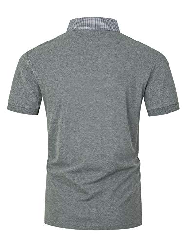 Image of GHYUGR Men's Polo Shirts Short Sleeve Slim Fit Polo Casual Plaid Splice T-Shirts