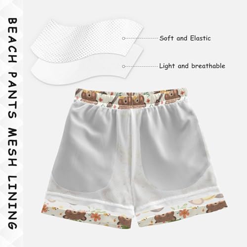 senya Flower Bear Play Guitar Boys Swim Trunks Toddler Shorts Swimwear Boardshorts4