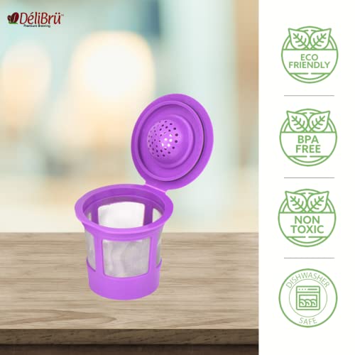 Delibru Reusable Coffee Filter For Coffee Makers (4 Pack Black And Purple) Compatible With Most Keurig Brewers thumb #6