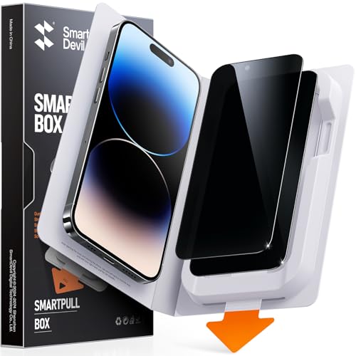 Image of SMARTDEVIL 2 Pack for iPhone 14 Pro Privacy Screen Protector, Military Grade Shatterproof, 9H Hardness, Anti-Spy Tempered Glass, Fast & Easy Instlltion, Case Friendly