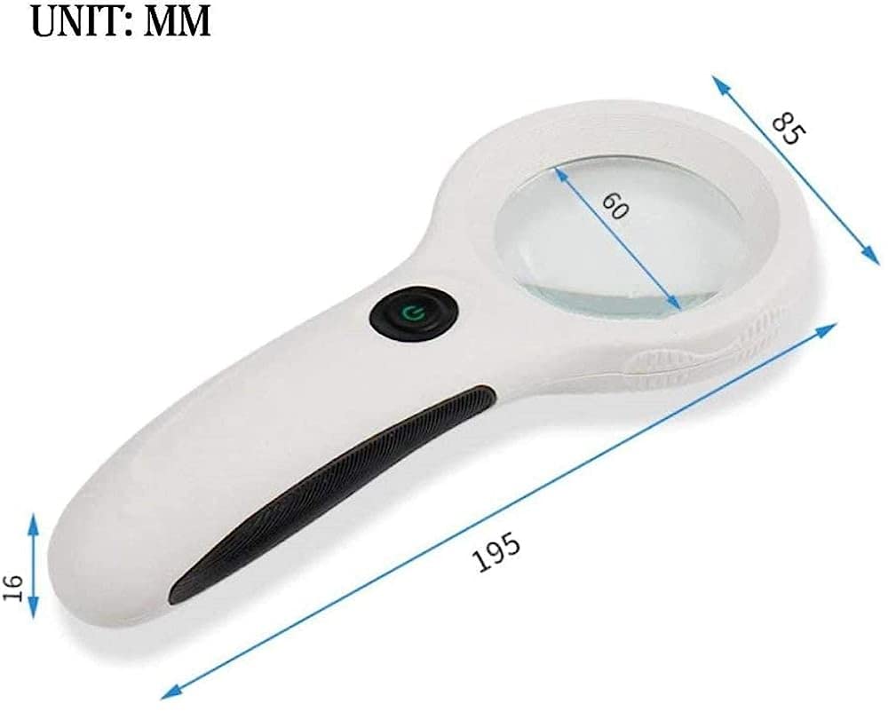 Lupas, lupas LED con Lentes HD 4X, 3X y 8X para Lectura, Manualidades y Reparaciones, / Blanco / 2.5*