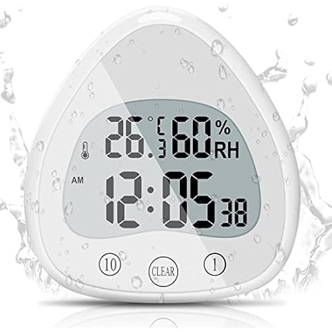 Coikes Reloj de Ducha Digital 4 en 1 Impermeable con Ventosa Cover