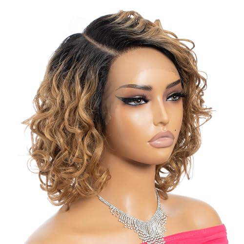 Rebecca Fashion Water Wave Bob Lace Front Wigs Human Hair