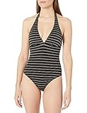 CHAPS Damen Halter Mio One Piece Swimsuit Badeanzug, Mehrfarbiger, strukturierter Piqué-Streifen, 36