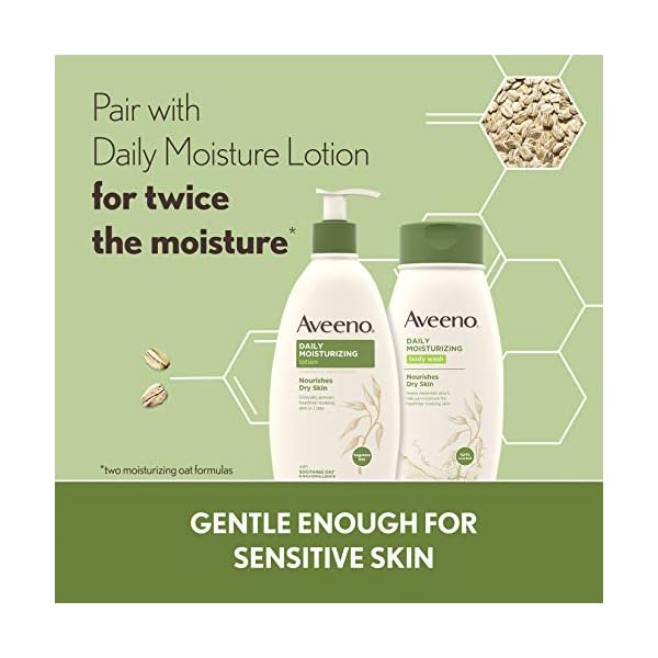 Aveeno Daily Moisturizing Body Wash for Dry Skin with Soothing Oat & Rich Emollients, Creamy Shower Cleanser, Gentle, Soap-Free and Dye-Free, Light Fragrance, 18 Fl Oz (Pack of 1)