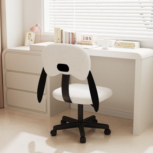 HONIFUR Kids Desk Chair, Adjustable Comfy Swivel Computer Chairs with Wheels for Kids & Puppy Shaped Back, Cute Girls Students Vanity Chair for Bedroom/Study