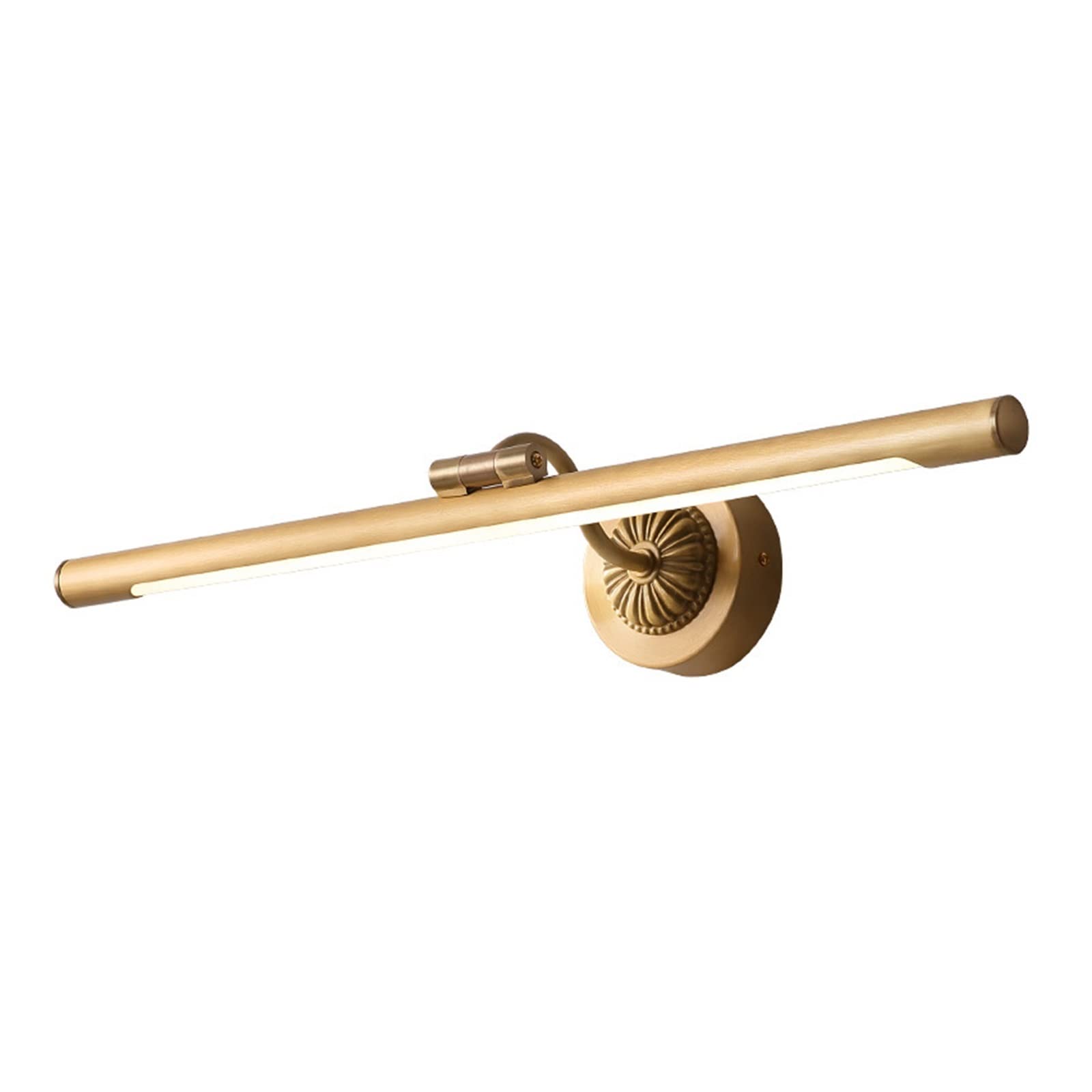 Lámpara de fotos LED inalámbrica, regulable, moderna lámpara de pasillos de metal con un solo brazo giratorio, cableado fijo, blanco cálido, acabado de latón dorado para marcos de fotos, retratos