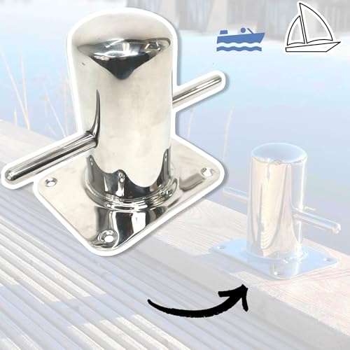 Boot Edelstahl Leinen Festmacher Kreuz Poller 120mm Edelstahl Rostfrei Marine Anlege Stegpoller für Motorboote I Tender I Schaluppe I Sloep I Schlauchboote
