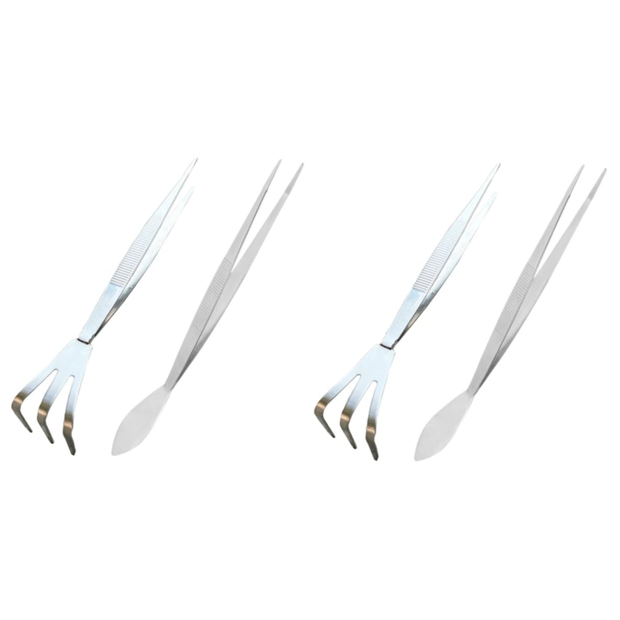 BESTonZON 2 Set Pinzette Per Bonsai Inossidabile Rastrello E Spatola Strumenti Per Giardinaggio Resistente Per Piante E 2 Pezzi*2