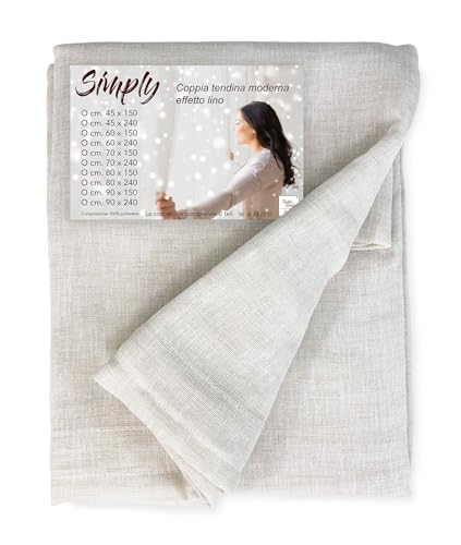 Tex family Coppia Tendine Vetro Moderne Simply Beige - Tessuto Poliestere bouclè Semitrasparente, orlino Tunnel - Coppia (2 Teli) CM. 45x150