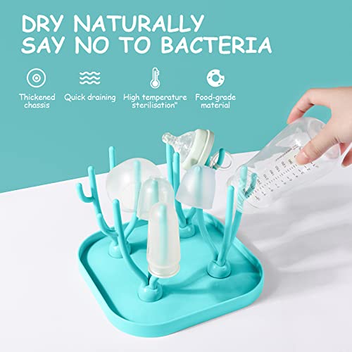 Vicloon Baby Bottle Drying Rack With Detachable Drip Tray - Holder for Bottles Teats, Cups - Reusable Baby Accessories (Blue) - Image 3
