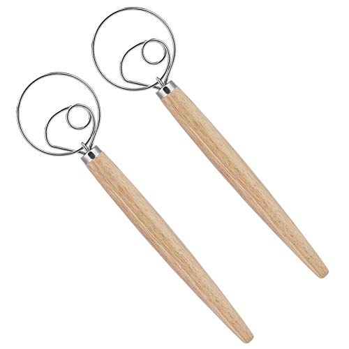 Naroote Batidora de Masa Ergonómica de Acero Inoxidable para Hacer Pan, Pasteles, Galletas y Pizza, Accesorio de Cocina de 2 Piezas para Hornear en Casa